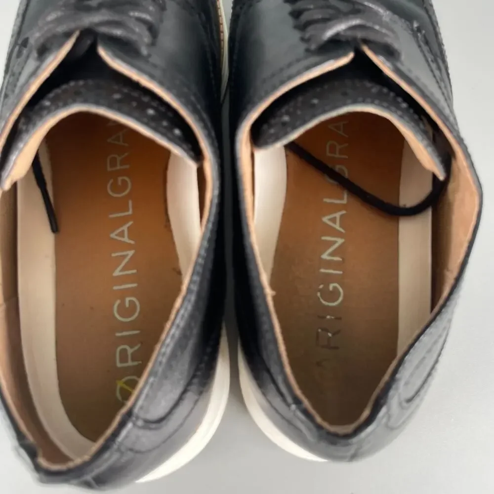Cole Haan OriginalGrand Men's 9.5 M Black White Wingtip Oxford Casual Dress Shoe